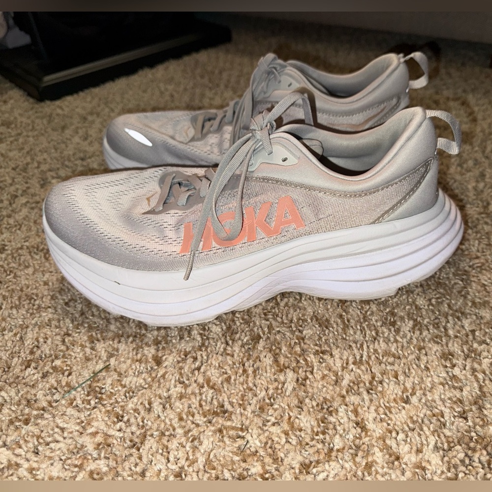 Hoka Women's White and Coral Athletic Shoes